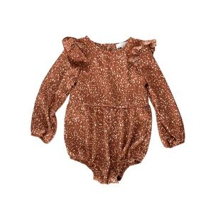 Baileys Blossoms Spiced Orange Long Sleeve Bubble Romper Size 0-3 Month NWT